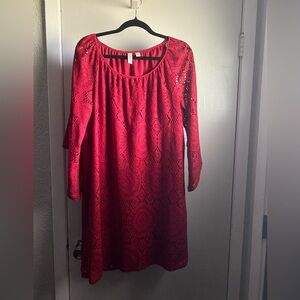 Beautiful size XL red crochet dress with bell sleeves